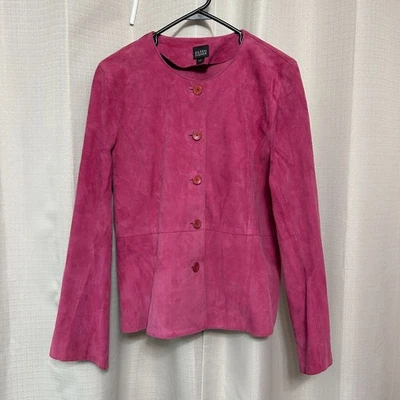 Chaqueta Blazer Para Mujer Eileen Fisher Gamuza Cuero Gamuza Talla Mediana Rosa Foto 1 de 4