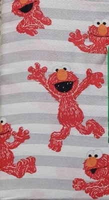 NUEVO SESAME STREET ELMO Juego de 4 Sábanas Algodón Gris Blanco Rayas Queen Foto 1 de 4