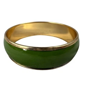 Bracciale donna slip on vintage tono oro e smalto verde misura maggiore - Foto 1 di 16