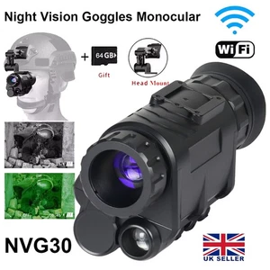 NVG30 Infrared 1920x1080 Night Vision Goggles Monocular WiFi Hunting UK STOCK - Picture 1 of 16