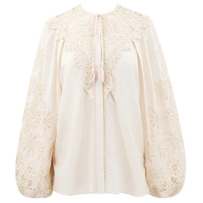 NUEVO CON ETIQUETAS Blusa Kobi Halperin Norma Ojales Beige Crema Talla Pequeña Boho Detalle Encaje Top Foto 1 de 4