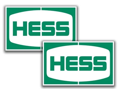 2 calcomanías adhesivas de vinilo laminado troquelado con logotipo de gasolina Hess elige tamaños carreras Foto 1 de 4
