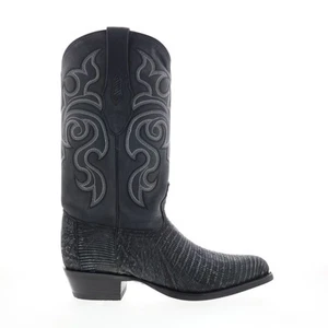 Los Altos J-Toe Teju Lizard 990774 Mens Black Wide Cowboy Western Boots - Picture 1 of 8