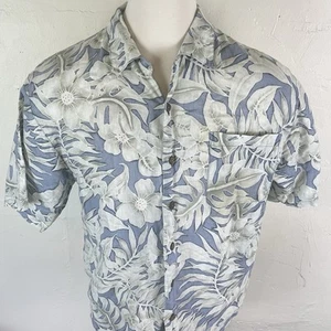 Camicia hawaiana Tommy Bahama vintage uomo grande 100% lino S/S blu floreale - Foto 1 di 8