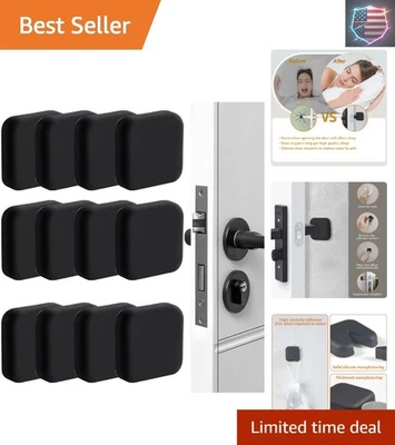 Paquete de 12 tapones de puerta y protectores de pared autoadhesivos negros para reducción de ruido Foto 1 de 4