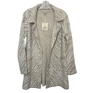 By Design Cardigan Sweater Coat Womens Medium Beige Zebra Print - Picture 1 of 9