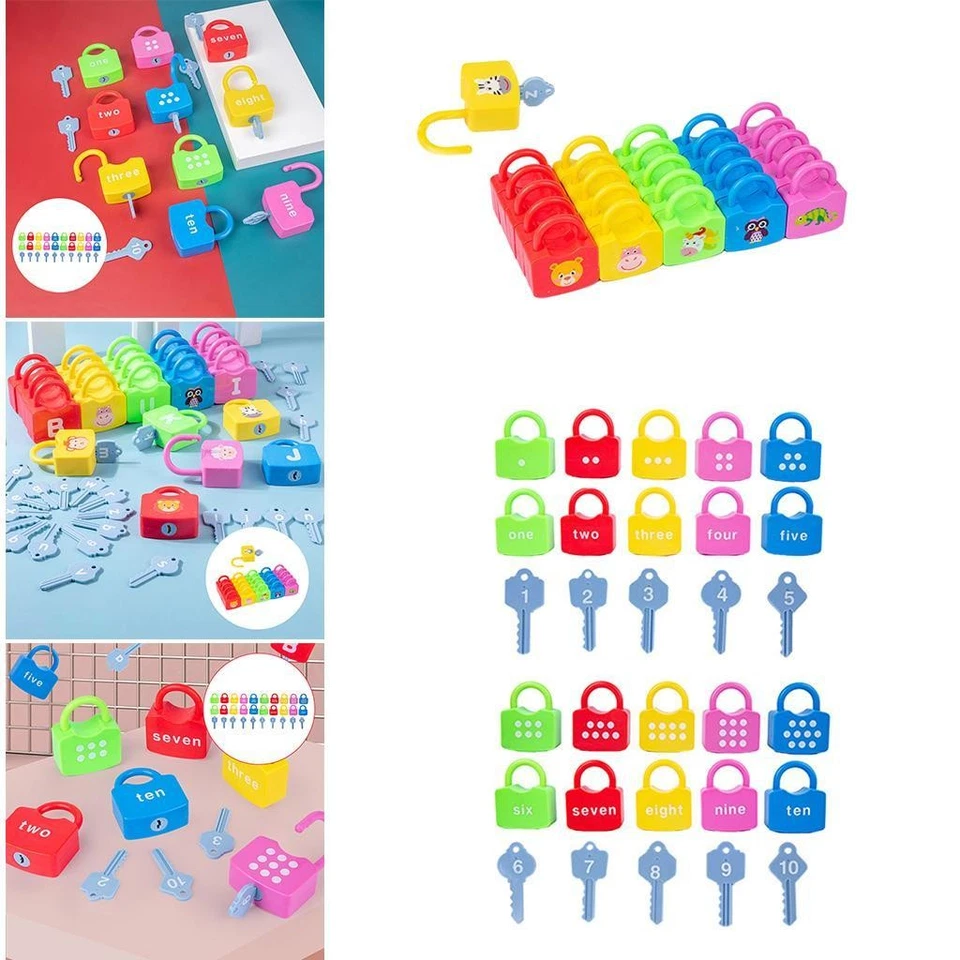 Preschool Keys And Locks Set Matching & Counting Padlock Keys Montessori - Image 1 of 1