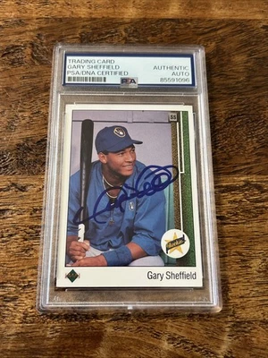 Gary Sheffield IP Signed Upper Deck Rookie Card Psa Dna Slab Autographed Brewers - Image 1 of 3