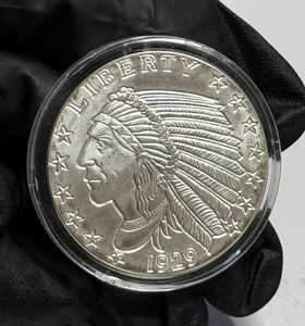 INCUSE NATIVE CHIEF, 1oz  SILVER ART ROUND, LOOSE,  999 FINE SILVER, 2020, GSM! - Picture 1 of 8