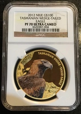 🌟 2012 Niue $100 Tasmanian WedgeTailed EAGLE 1oz .9999 Gold PF70 Ultra Cameo - Image 1 of 4