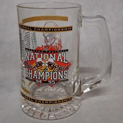 Nebraska Cornhuskers 1995 National Champions Beer Mug Clear Glass 5.5" Tall #35 - Image 1 of 4