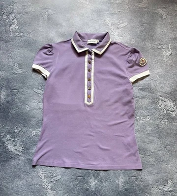 Винтажная роскошная женская фиолетовая футболка-поло Moncler на пуговицах размер S - Изображение 1 из 4