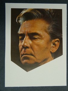 handmade greetings card with music theme HERBERT VON KARAJAN CONDUCTOR   /c