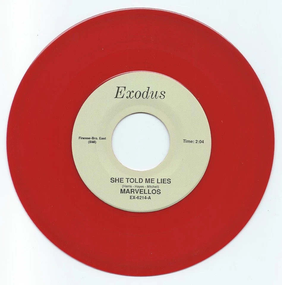 DOO WOP 45 THE MARVELLOS SHE TOLD ME  LIES ON EXODUS VG++ RED WAX REPRO - Image 1 of 1