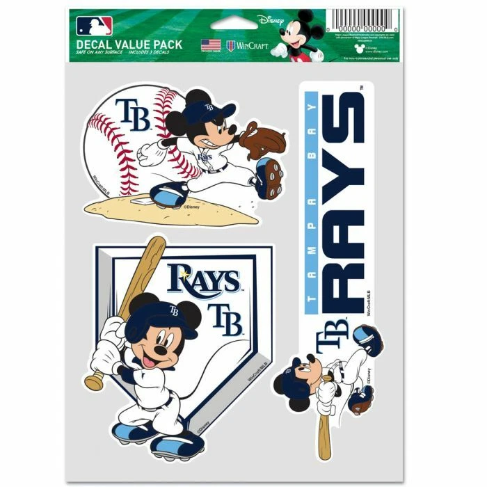 TAMPA BAY RAYS MICKEY MOUSE 3 PIECE MULTI-USE DECALS DISNEY LICENSED MLB - Image 1 of 1