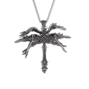 Six-Winged Angel Cross Pendants for Men Women Gifts Jewellery Gothic Metal - Picture 1 of 2