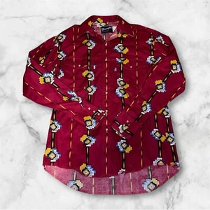 Wrangler 90s Vintage Men's Western Cotton Aztec Brushpopper Shirt Size Medium - Picture 1 of 6