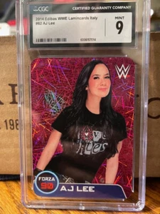 2014 Edibas WWE Lamincards Italy #62 AJ Lee CGC MINT 9 - Picture 1 of 2