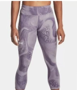NEW UNDER ARMOUR Leggings Womens UA Mileage Printed Capri Leggings Purple Size M - Picture 1 of 8