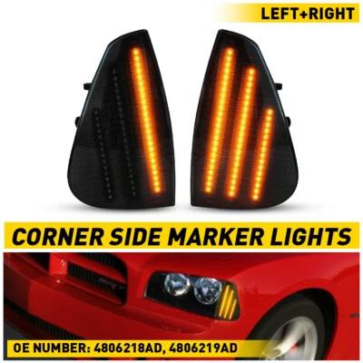 Lâmpada marcador lateral LED fumaça para Dodge Charger 2006-10 sinal de seta âmbar dinâmico - Imagem 1 de 4