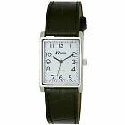 Ravel Ladies or Mens Classic Watch With Black Strap Silver Tone Rectangular Dial