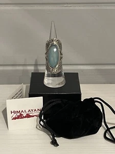 Sterling Silver Blue Chalcedony Cushion Cut Statement Ring Size 6 - Picture 1 of 11