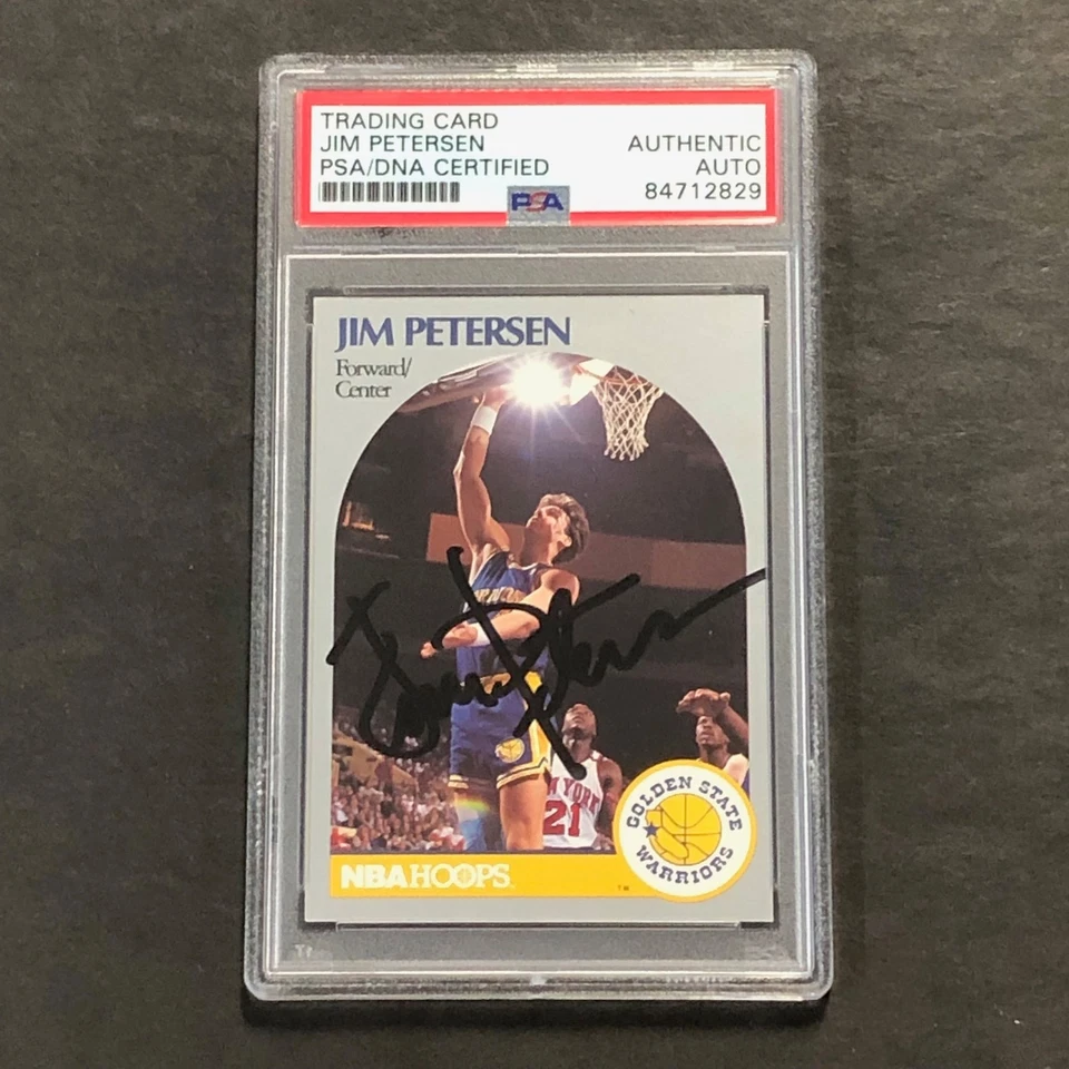 1989-90 NBA Hoops #117 Jim Petersen Signed Card PSA Slabbed Warriors - Image 1 of 2