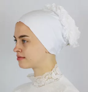 Modefa Damen islamisch türkisch Kappe rutschfeste Baumwollhaube Volumizing - weiß - Bild 1 von 2