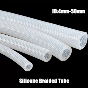Silicone Tube Hose Pipe Clear Braided Tube Reinforced Water Liquid Oil 4mm-50mm - Picture 1 of 15