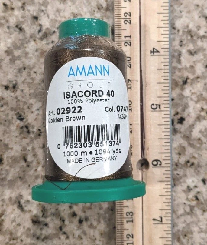 1000m Isacord Embroidery Thread color 0747 100% polyester Golden Brown New In WR - Image 1 of 4