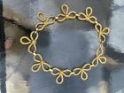 Vintage Mimi Di N 1980's Gold Tone Rope Bow  link Statement necklace 15.5 Inches
