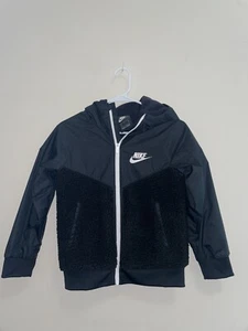 Nike Sportswear Boys Sherpa Windrunner Jacket Full Zip Black CZ4521-010 Size M - Picture 1 of 3