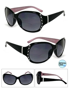 Ladies Rhinestone Bifocal Reading Glasses Sunglasses Sun Reader +3.00 power - Picture 1 of 5