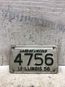 Placa de licencia de motocicleta Illinois 1956 original 4756 Panhead Knucklehead - Imagen 1 de 9