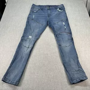 Dr Denim Jeans Mens 38x33 Blue Slim Stretch Double Knee Distressed Medium Wash - Picture 1 of 11