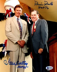 Steve Carlton + Robin Roberts Signed Phillies HOF 8x11 Photo 8x10 + BECKETT BAS - Picture 1 of 2
