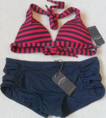 FAT FACE NAUTICAL STRIPE NON-WIRED 1 SIZE BIGGER PUSH-UP BIKINI SIZE 12-14 - Image 1 of 4