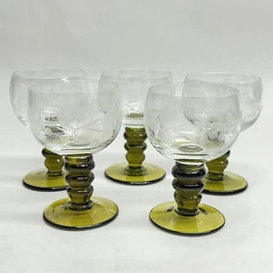 5 Glasswear tedesco Roemer avocado verde cordiale stelo a bolla altezza 3" - Foto 1 di 5