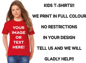 CAMISETAS IMPRESAS PARA NIÑOS, NIÑOS, PERSONALIZADAS - CUALQUIER IMAGEN, FOTOS, LOGOTIPO - Imagen 1 de 19