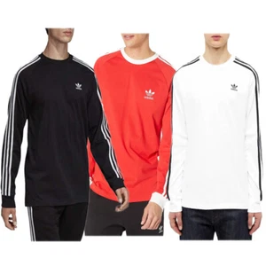 Camiseta Adidas Para Hombre Mangas Largas 3 Rayas Adicolor Clásicos Acanalada Cuello Redondo - Imagen 1 de 17