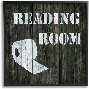 Stupell Industries Reading Room Phrase Rustic Bathroom 17x17, Black Framed - Picture 1 of 8