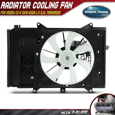 New Radiator Fan Assembly with Shroud for Mazda CX-3 2016-2022 L4 2.0L PEHH15025 - Image 1 of 4