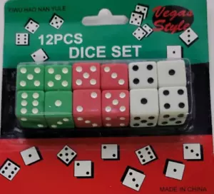 Dice in White, Red, Green for Board Games Activity Casino Theme Party Favors 12 - Picture 1 of 8