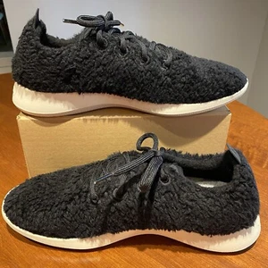 Allbirds Mens Shoes Wool Runner Fluff Sneakers Sz 10 Black Low Top Lace Casual - Picture 1 of 9