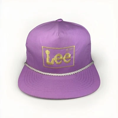 Vintage 90s Lee Brand Jeans Strapback Hat, Mauve, Purple Cap w/ Rope - Image 1 of 4