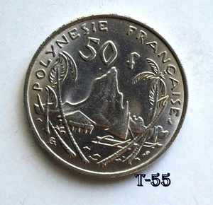 1967 Tahiti 50 Francs Copper Nickel MINT STRIKE (T-55) FREE SHIPPING - Foto 1 di 2