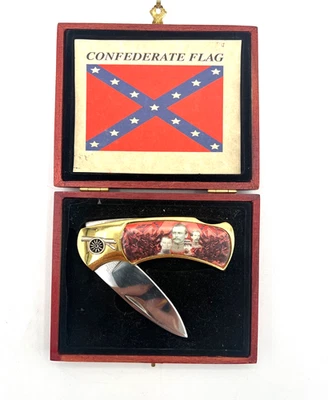 Винтажный памятный коллекционный нож конфедератов времен гражданской войны в коробке - Изображение 1 из 4