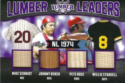 Mike Schmidt, Johnny Bench, Pete Rose, Willie Stargell, 1974 NL Lumber Leaders/12 Foto 1 de 2