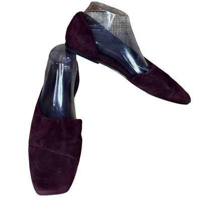Vince Cyder Half D'Orsay Flats Shoes Black Plum Suede Size 10 - Image 1 of 4