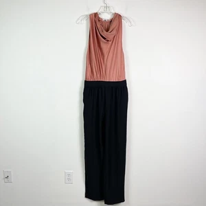 Reiss NWOT Women's Harley Drape Bow Back Jumpsuit Black Coral Mauve Size 6 - Picture 1 of 7